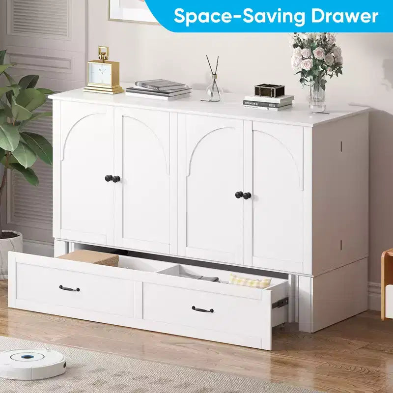 Letto Murphy Queen Size a Cassettone con Vano Contenitore e Ricarica, Materasso Opzionale