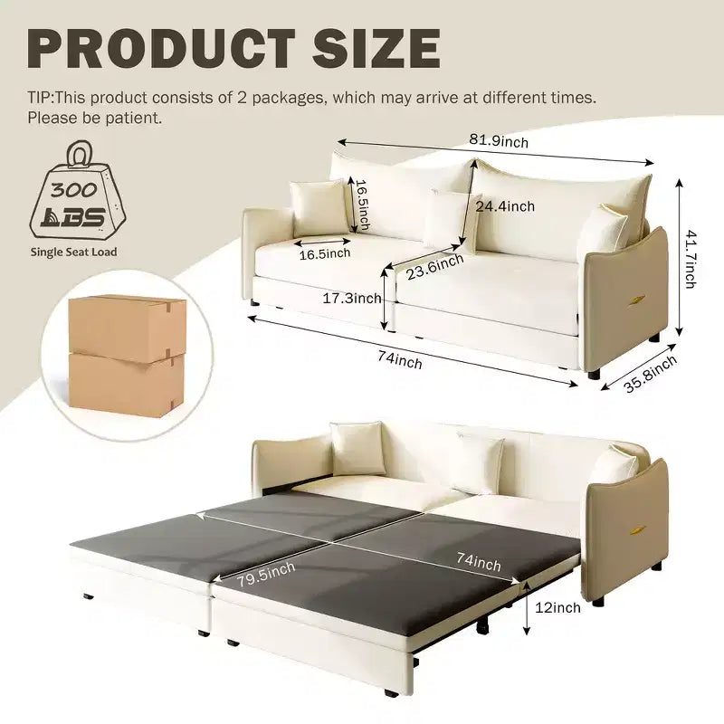Divano moderno a 3 posti in velluto, divano letto estraibile king-size, divano letto convertibile 3-in-1 con 3 cuscini