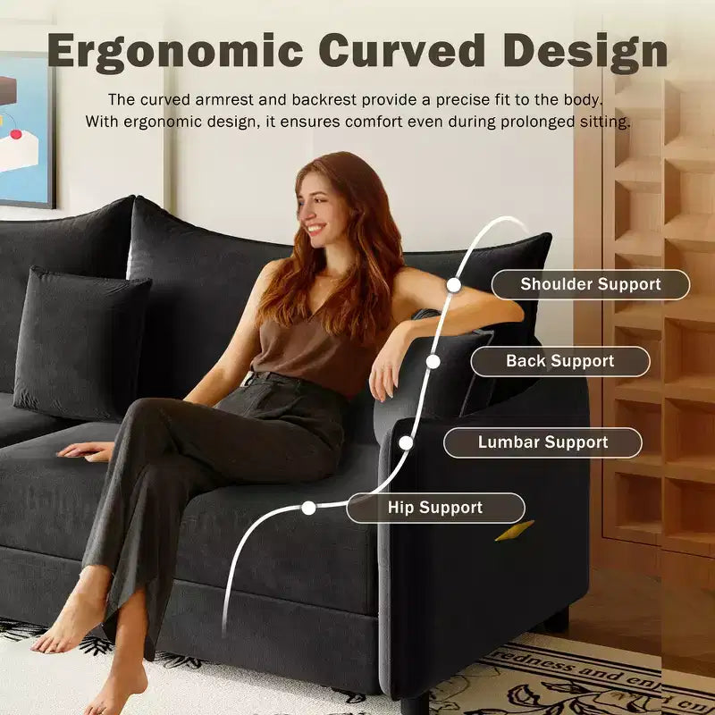 Divano moderno a 3 posti in velluto, divano letto estraibile king-size, divano letto convertibile 3-in-1 con 3 cuscini