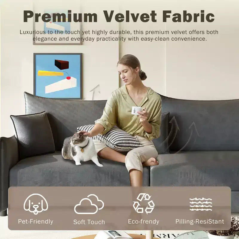 Divano moderno a 3 posti in velluto, divano letto estraibile king-size, divano letto convertibile 3-in-1 con 3 cuscini