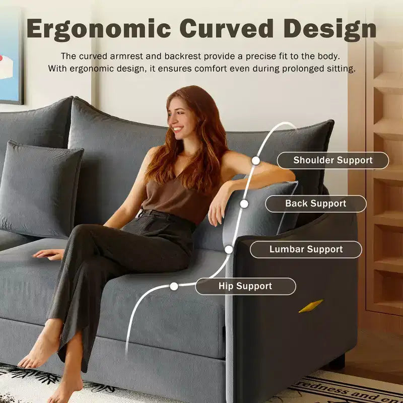 Divano moderno a 3 posti in velluto, divano letto estraibile king-size, divano letto convertibile 3-in-1 con 3 cuscini