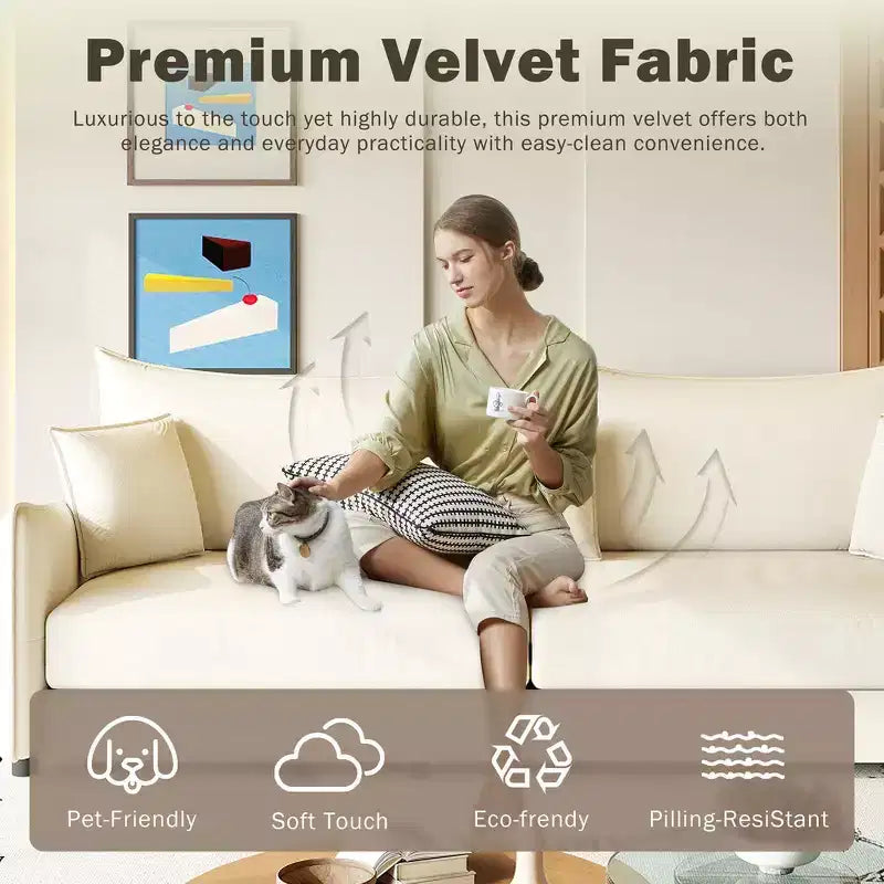 Divano moderno a 3 posti in velluto, divano letto estraibile king-size, divano letto convertibile 3-in-1 con 3 cuscini