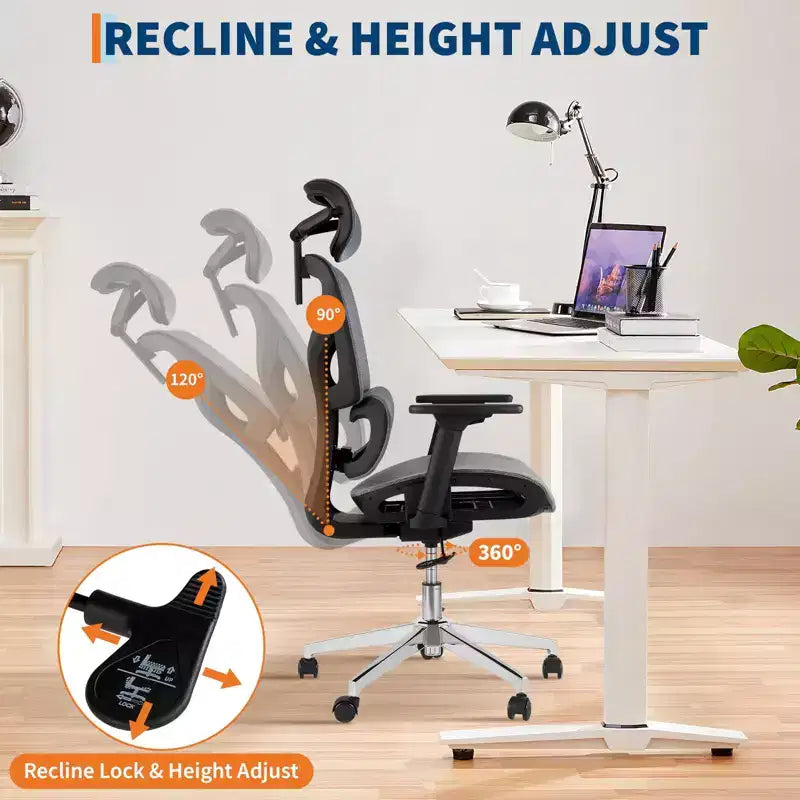 Sedia da Ufficio Ergonomica in Rete con Schienale Alto, Braccioli Regolabili 3D, Ruote Silenziose, Sedia da Scrivania Traspirante per Lunghe Ore di Lavoro, Studio