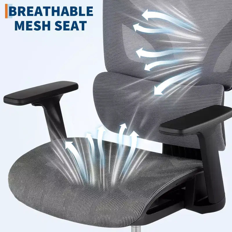 Sedia da Ufficio Ergonomica in Rete con Schienale Alto, Braccioli Regolabili 3D, Ruote Silenziose, Sedia da Scrivania Traspirante per Lunghe Ore di Lavoro, Studio