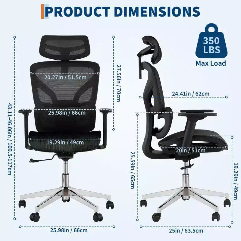 Sedia da Ufficio Ergonomica in Rete con Schienale Alto, Braccioli Regolabili 3D, Ruote Silenziose, Sedia da Scrivania Traspirante per Lunghe Ore di Lavoro, Studio