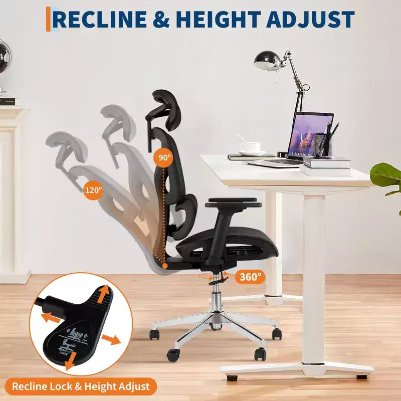 Sedia da Ufficio Ergonomica in Rete con Schienale Alto, Braccioli Regolabili 3D, Ruote Silenziose, Sedia da Scrivania Traspirante per Lunghe Ore di Lavoro, Studio