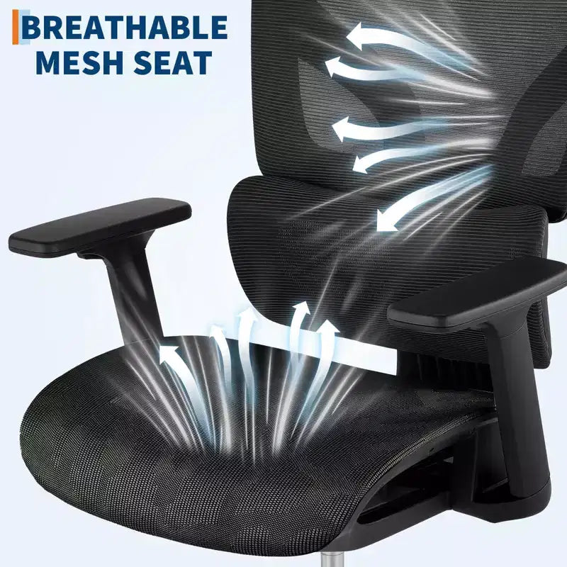 Sedia da Ufficio Ergonomica in Rete con Schienale Alto, Braccioli Regolabili 3D, Ruote Silenziose, Sedia da Scrivania Traspirante per Lunghe Ore di Lavoro, Studio