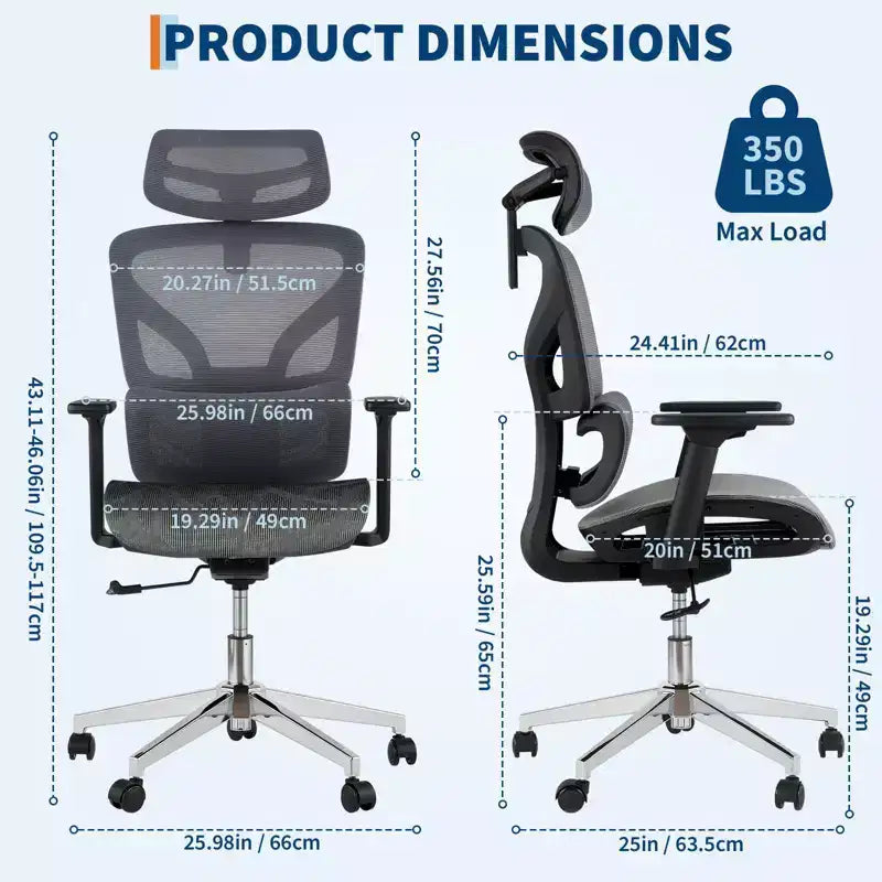 Sedia da Ufficio Ergonomica in Rete con Schienale Alto, Braccioli Regolabili 3D, Ruote Silenziose, Sedia da Scrivania Traspirante per Lunghe Ore di Lavoro, Studio