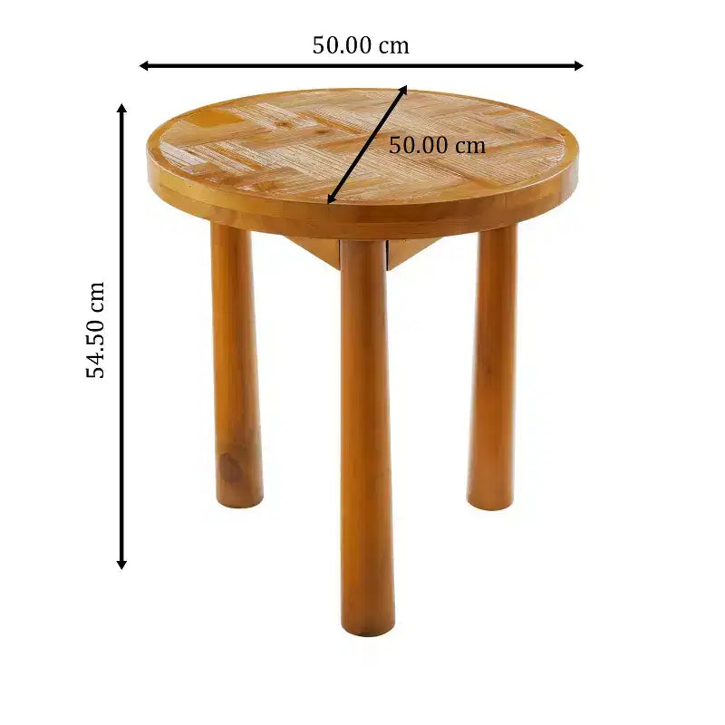 Tavolino rotondo in legno massello stile Mid-Century Modern