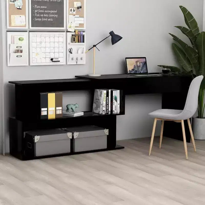 Scrivania Nera lucida Legno multistrato Media Girevole