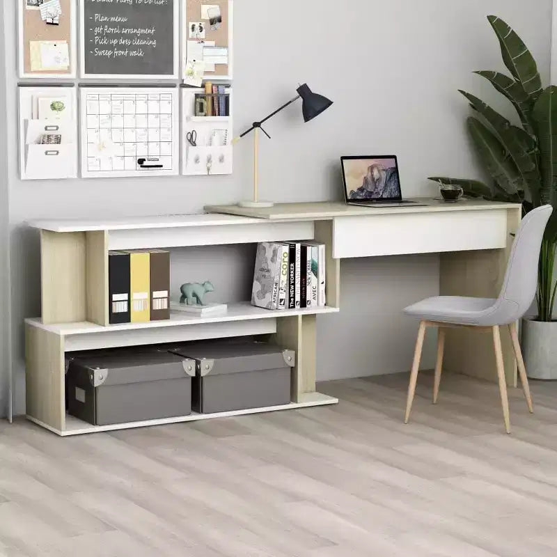 Scrivania Nera lucida Legno multistrato Media Girevole
