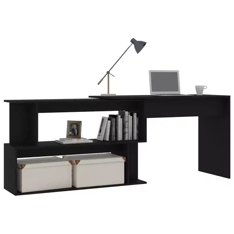 Scrivania Nera lucida Legno multistrato Media Girevole