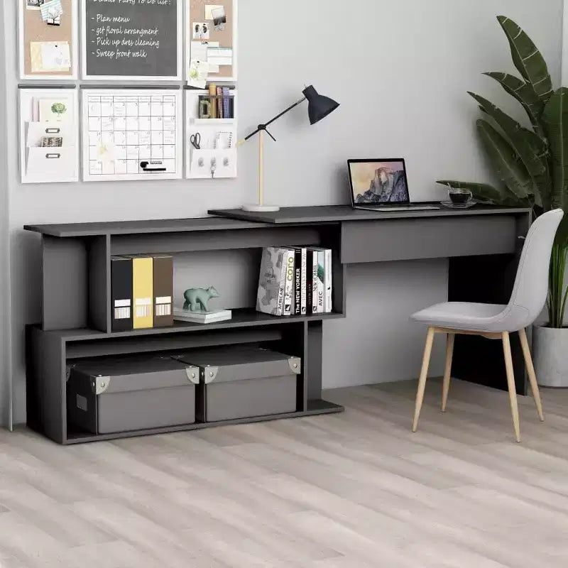 Scrivania Nera lucida Legno multistrato Media Girevole