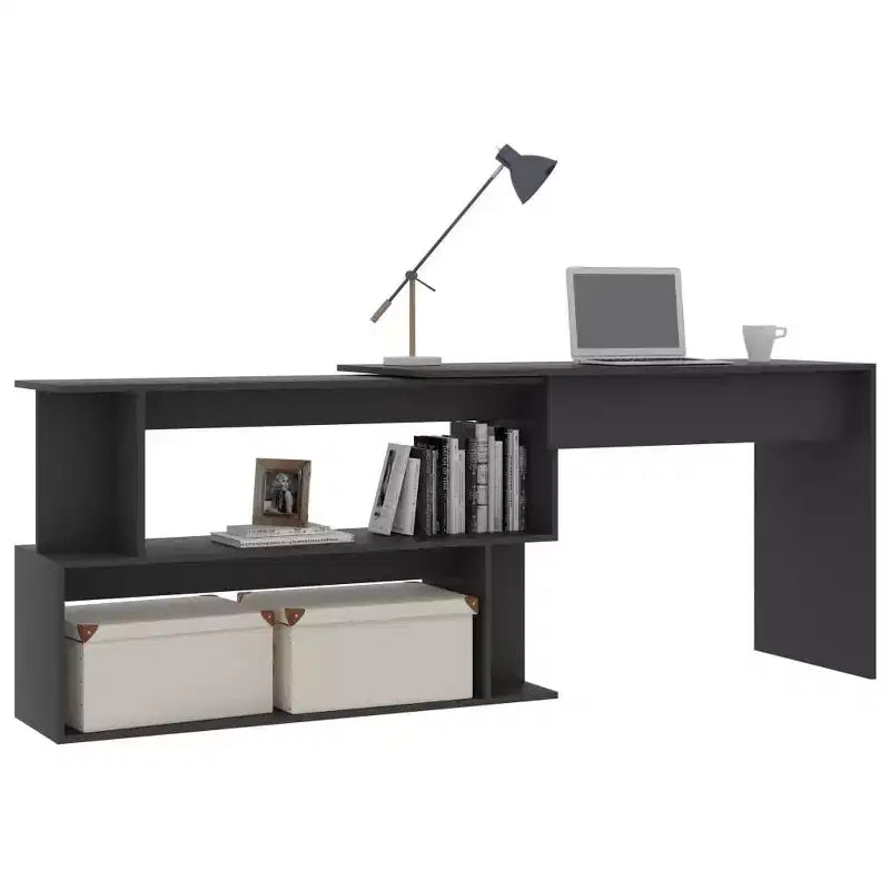 Scrivania Nera lucida Legno multistrato Media Girevole