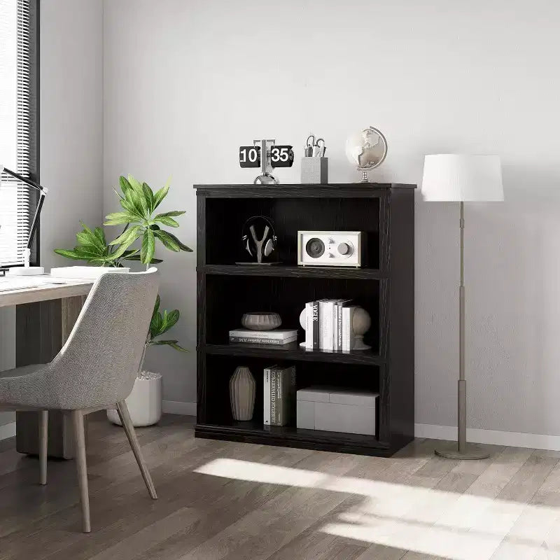 Libreria a 3 ripiani rustica: Scaffale basso in legno con contenitore aperto per soggiorno, ufficio o camera da letto, per esporre e organizzare.