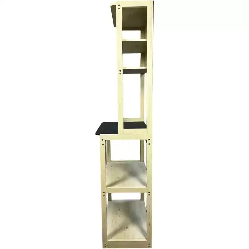 Scaffale da Panettiere a 5 Ripiani in Legno con Supporto per MicroondeScaffale Portaoggetti Autoportante per Cucina, Sala da Pranzo o Ufficio