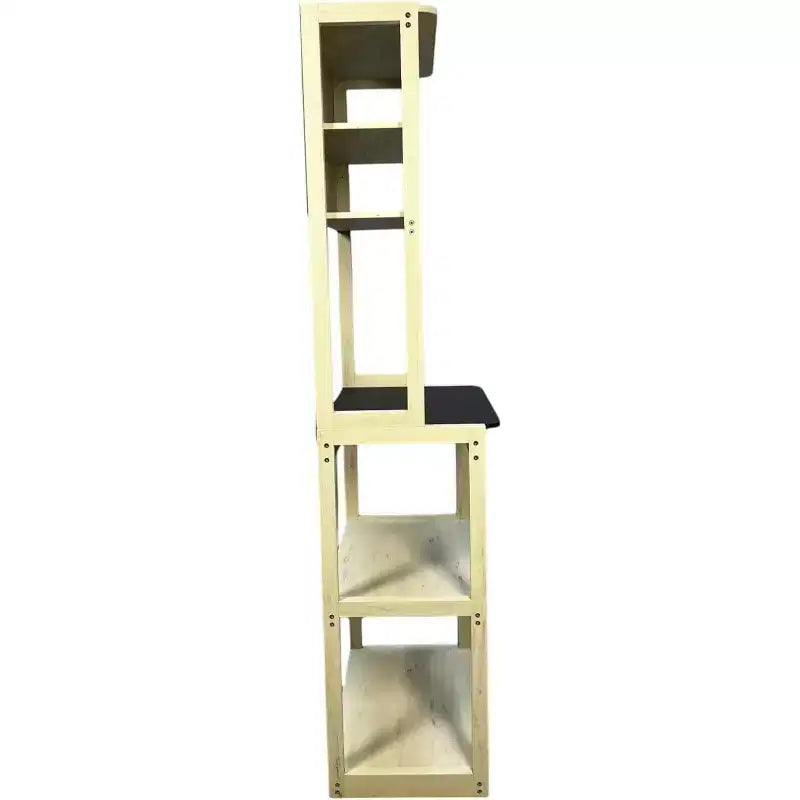 Scaffale da Panettiere a 5 Ripiani in Legno con Supporto per MicroondeScaffale Portaoggetti Autoportante per Cucina, Sala da Pranzo o Ufficio