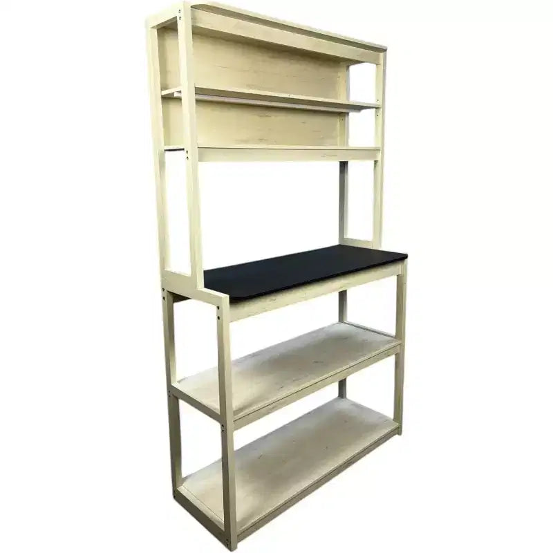 Scaffale da Panettiere a 5 Ripiani in Legno con Supporto per MicroondeScaffale Portaoggetti Autoportante per Cucina, Sala da Pranzo o Ufficio