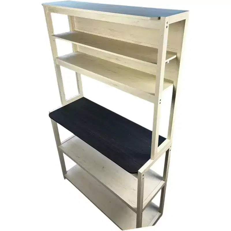 Scaffale da Panettiere a 5 Ripiani in Legno con Supporto per MicroondeScaffale Portaoggetti Autoportante per Cucina, Sala da Pranzo o Ufficio