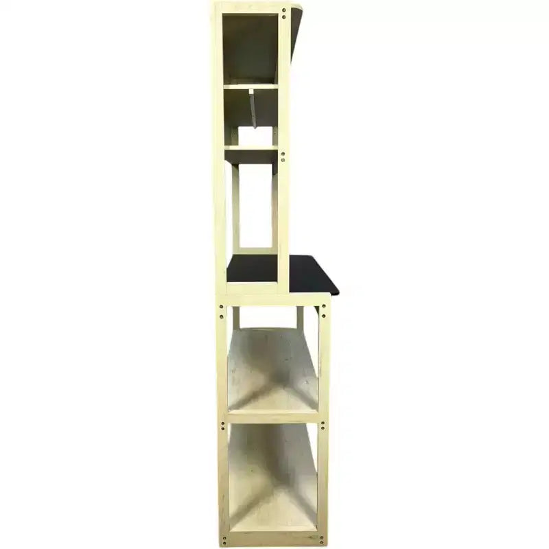 Scaffale da Panettiere a 5 Ripiani in Legno con Supporto per MicroondeScaffale Portaoggetti Autoportante per Cucina, Sala da Pranzo o Ufficio