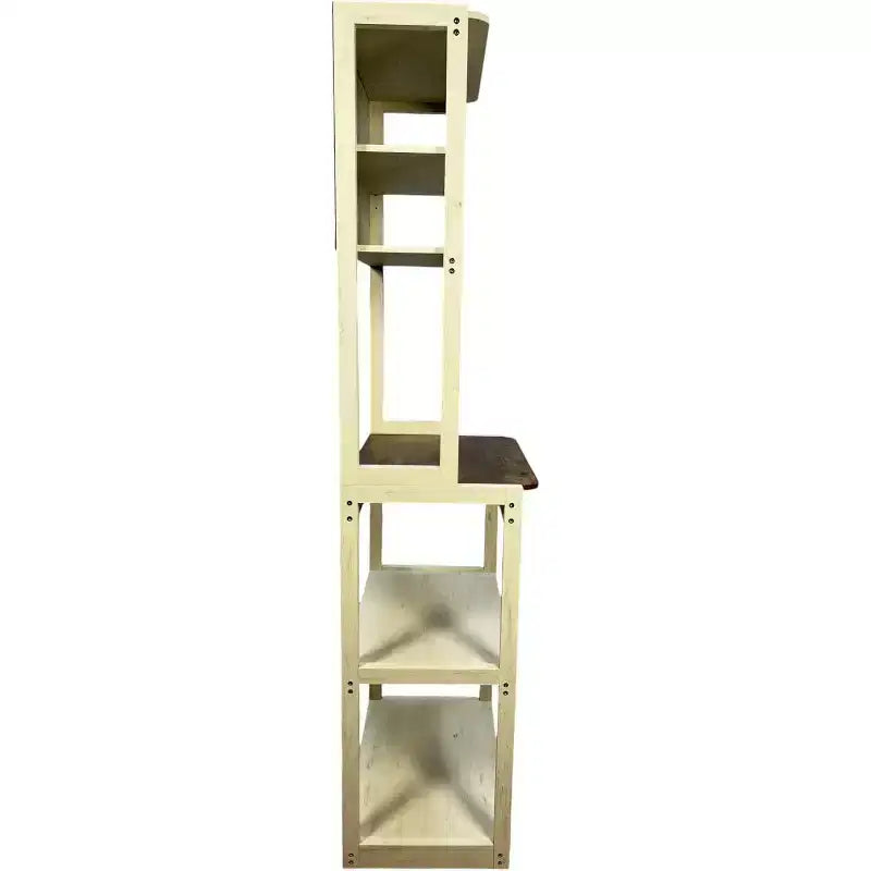 Scaffale da Panettiere a 5 Ripiani in Legno con Supporto per MicroondeScaffale Portaoggetti Autoportante per Cucina, Sala da Pranzo o Ufficio