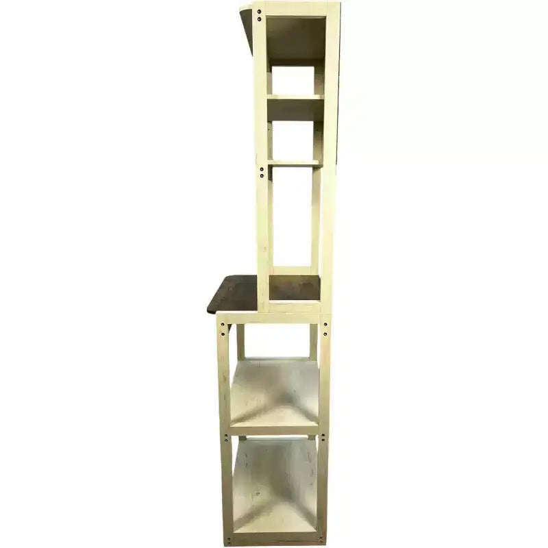 Scaffale da Panettiere a 5 Ripiani in Legno con Supporto per MicroondeScaffale Portaoggetti Autoportante per Cucina, Sala da Pranzo o Ufficio
