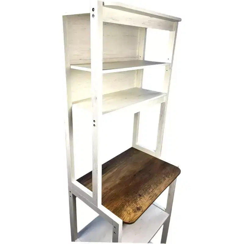 Scaffale da Panettiere a 5 Ripiani in Legno con Supporto per MicroondeScaffale Portaoggetti Autoportante per Cucina, Sala da Pranzo o Ufficio
