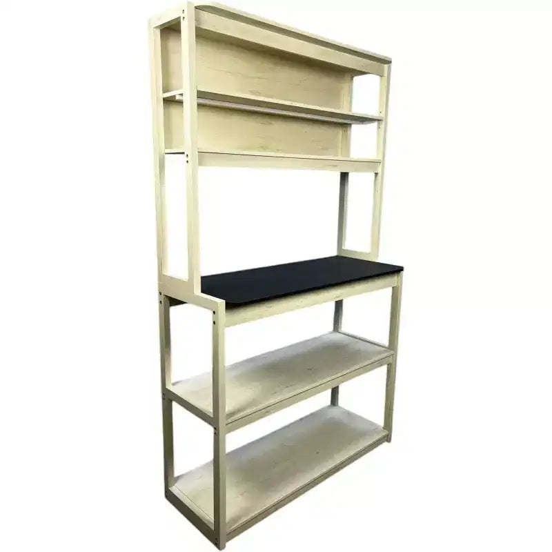 Scaffale da Panettiere a 5 Ripiani in Legno con Supporto per MicroondeScaffale Portaoggetti Autoportante per Cucina, Sala da Pranzo o Ufficio