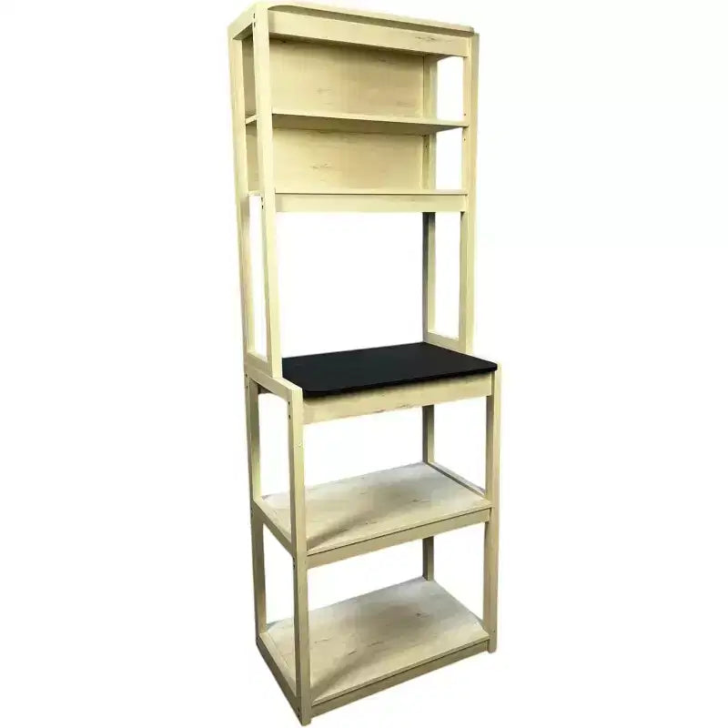 Scaffale da Panettiere a 5 Ripiani in Legno con Supporto per MicroondeScaffale Portaoggetti Autoportante per Cucina, Sala da Pranzo o Ufficio