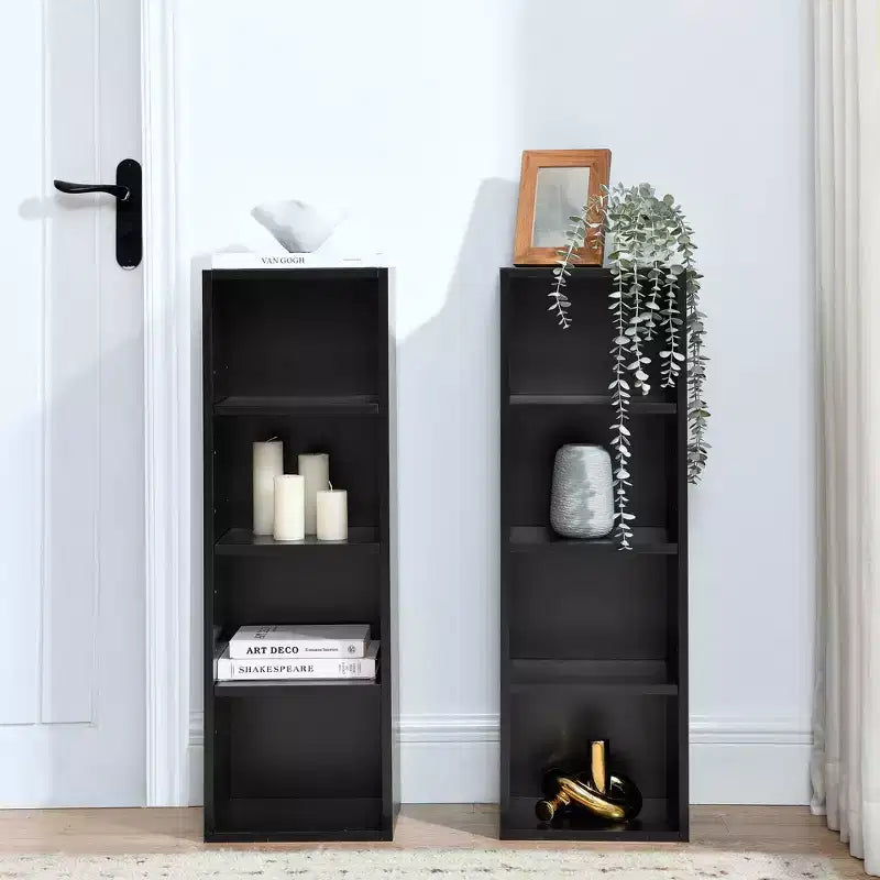 Torre multimediale a 8 ripiani, armadietto sottile per CD/DVD con ripiani regolabili, libreria espositiva alta e stretta per casa e ufficio