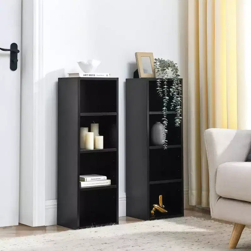 Torre multimediale a 8 ripiani, armadietto sottile per CD/DVD con ripiani regolabili, libreria espositiva alta e stretta per casa e ufficio
