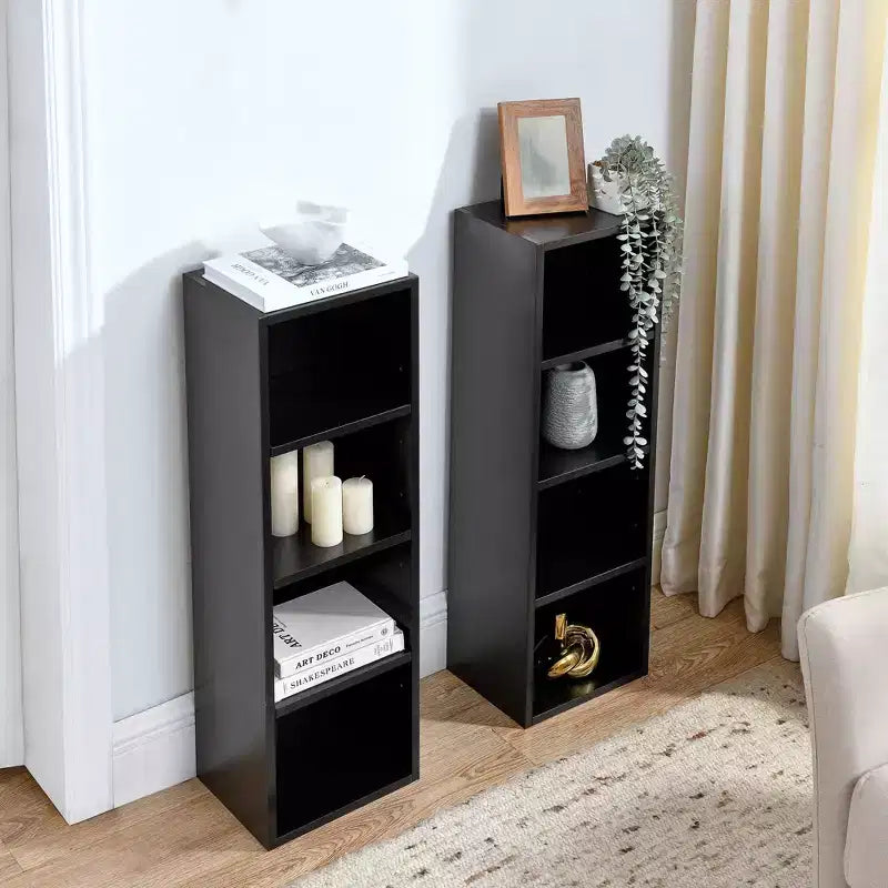 Torre multimediale a 8 ripiani, armadietto sottile per CD/DVD con ripiani regolabili, libreria espositiva alta e stretta per casa e ufficio