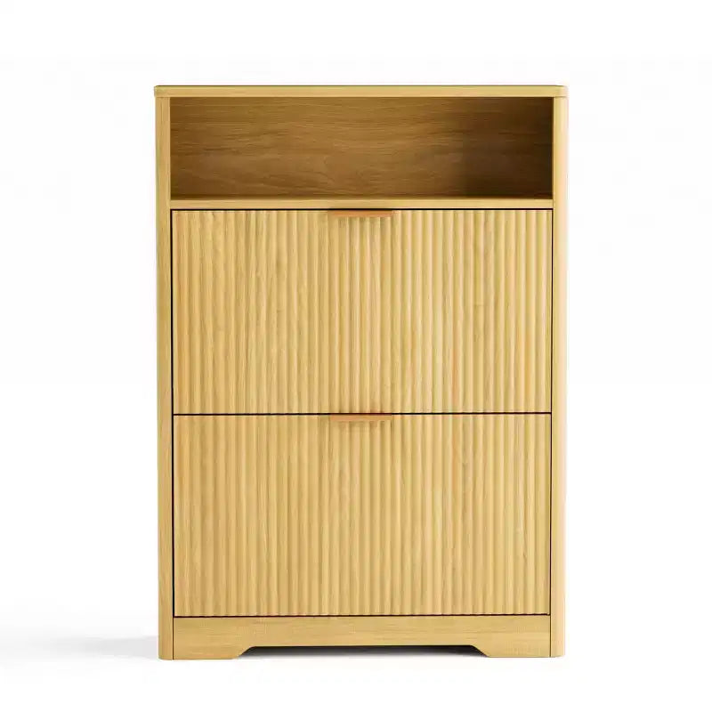 Scarpiere Moderne con 2 Cassetti a Ribalta e Ripiani Rimovibili, Organizer per Scarpe da Ingresso per Corridoio o Soggiorno